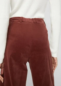 Mujer bonprix bonprix Pantalón ancho de pana elástica con cintura cómoda high waist, largo 7/8