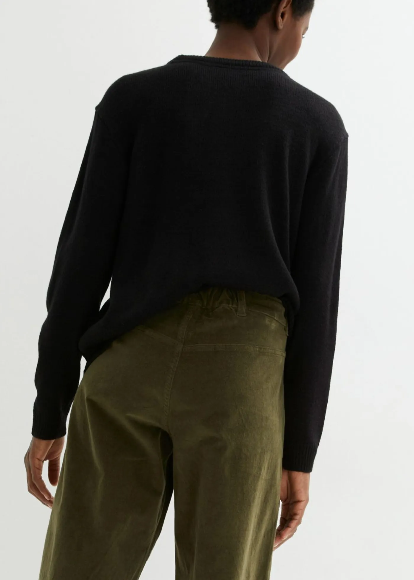 Mujer bonprix bonprix Pantalón ancho de pana elástica con cintura cómoda high waist, largo 7/8