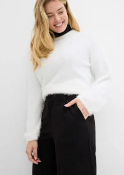 Mujer bonprix bonprix Pantalón ancho de pliegues de mezcla de viscosa