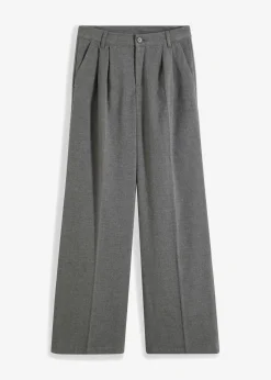 bonprix bonprix Pantalones>Pantalón ancho de pliegues Gris jaspeado