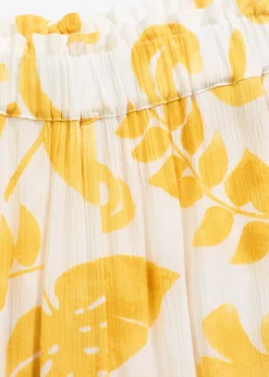 bonprix bonprix Pantalones>Pantalón ancho estampado de viscosa estructurada blanco-curry limón