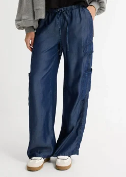 Mujer bonprix bonprix Pantalón ancho sin cierre de lyocell fluido