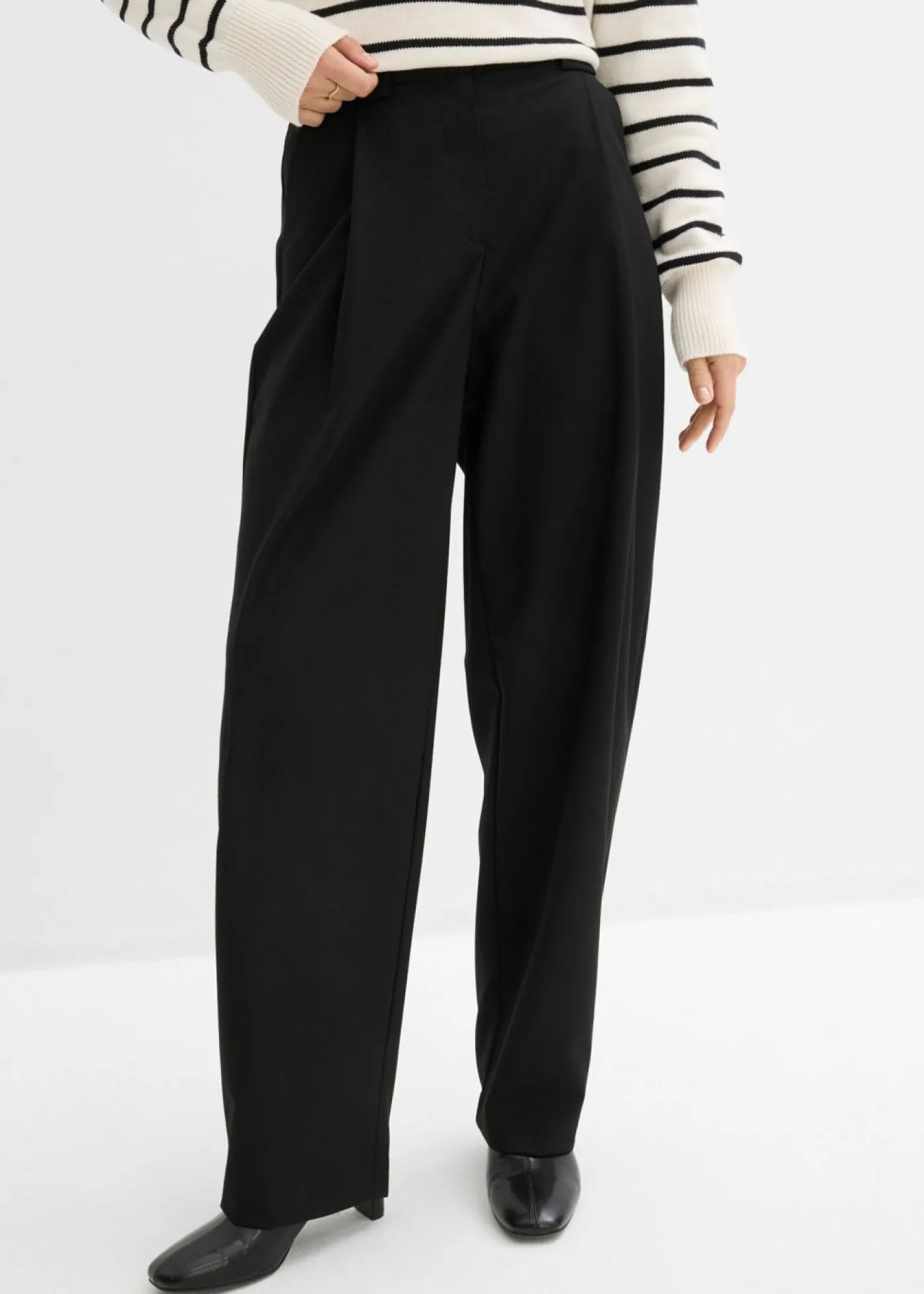 bonprix bonprix Esenciales|Pantalones>Pantalón barrel con cintura alta Negro