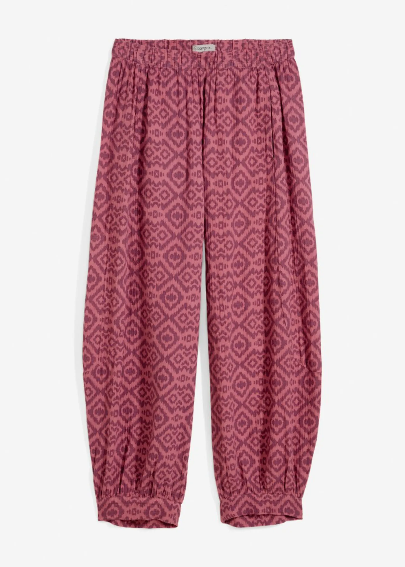 bonprix bonprix Pantalones>Pantalón bombacho de algodón puro Baya mate/sorbete de frutos rojos con estampado gráfico