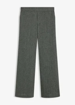 bonprix bonprix Pantalones>Pantalón bootcut de estilo tweed Negro-blanco lana moteado
