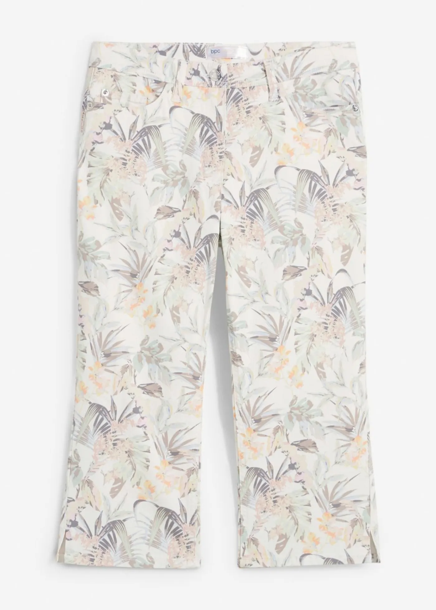 bonprix bonprix Pantalones>Pantalón capri Blanco-verde oliva estampado