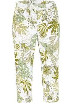 bonprix bonprix Pantalones>Pantalón capri Verde pino-blanco de flores