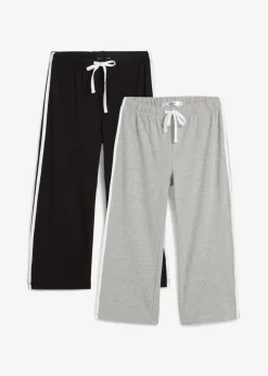 Mujer bonprix bonprix Pantalón capri de algodón con elástico (2 unidades)