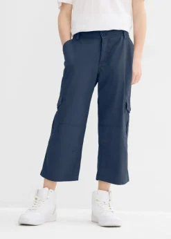 bonprix bonprix Ropa 9 A 16 Años·Pantalones>Pantalón capri de algodón puro con corte holgado Azul marino