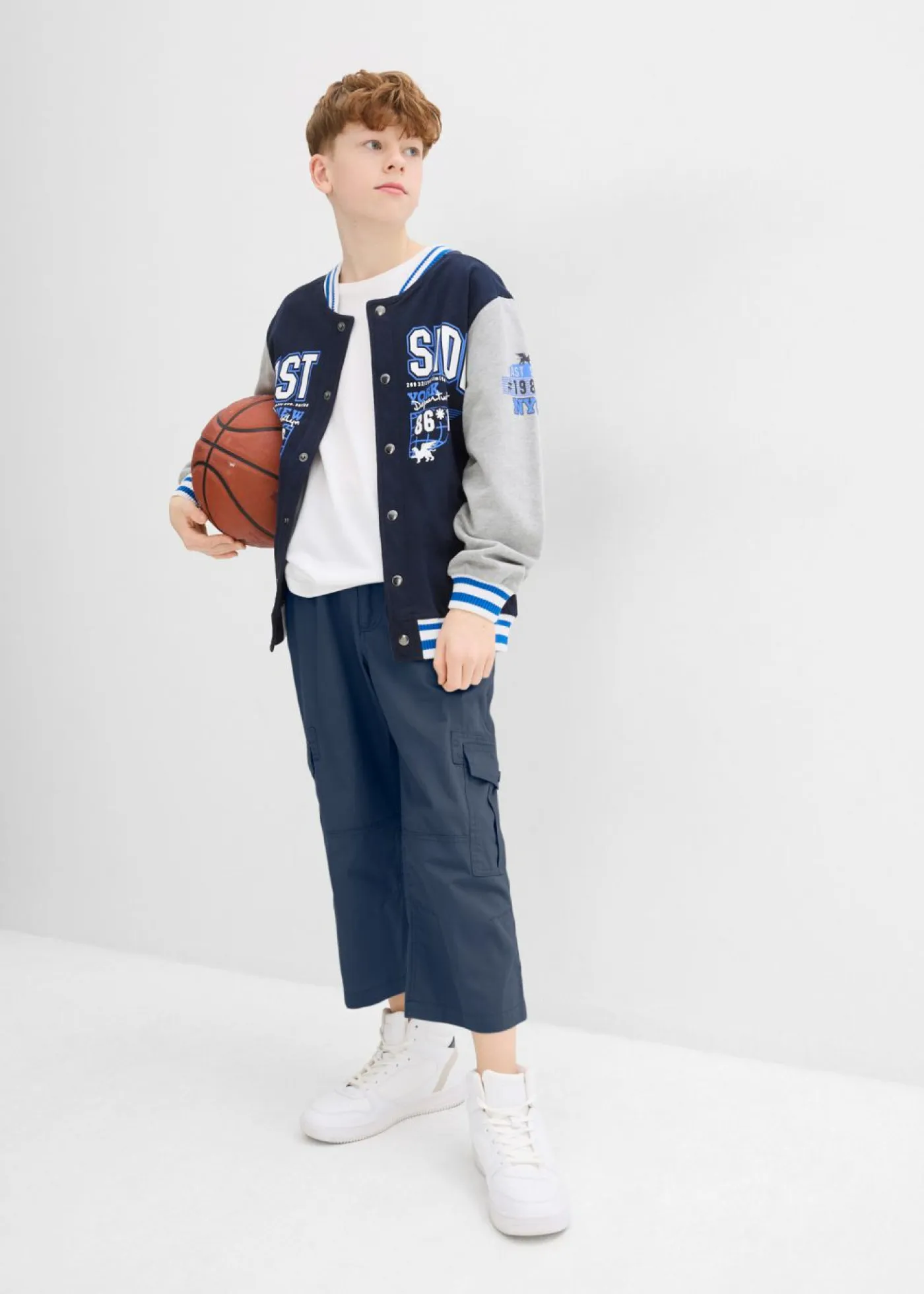 bonprix bonprix Ropa 9 A 16 Años·Pantalones>Pantalón capri de algodón puro con corte holgado Azul marino