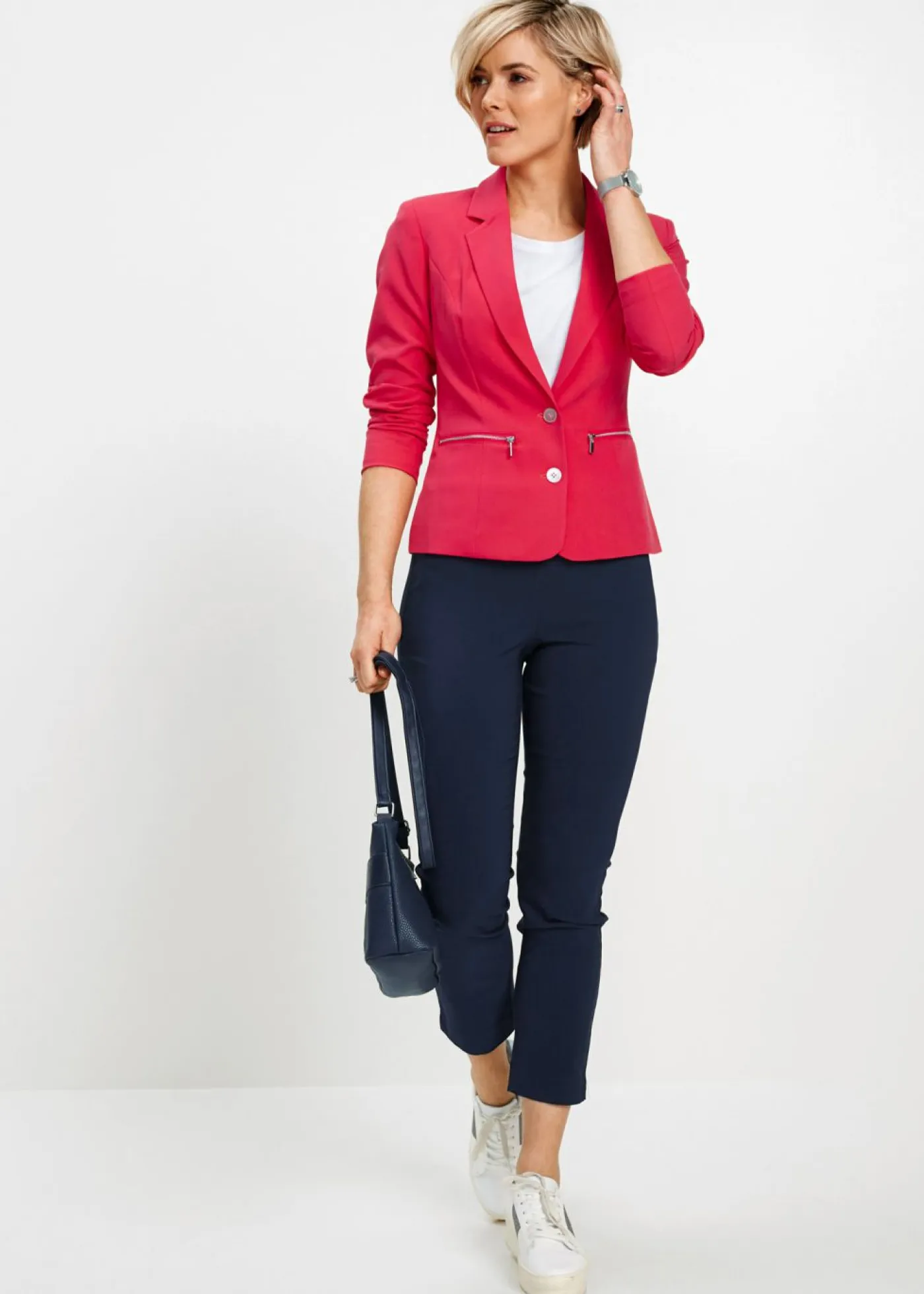 bonprix bonprix Pantalones>Pantalón capri de bengalina Azul marino