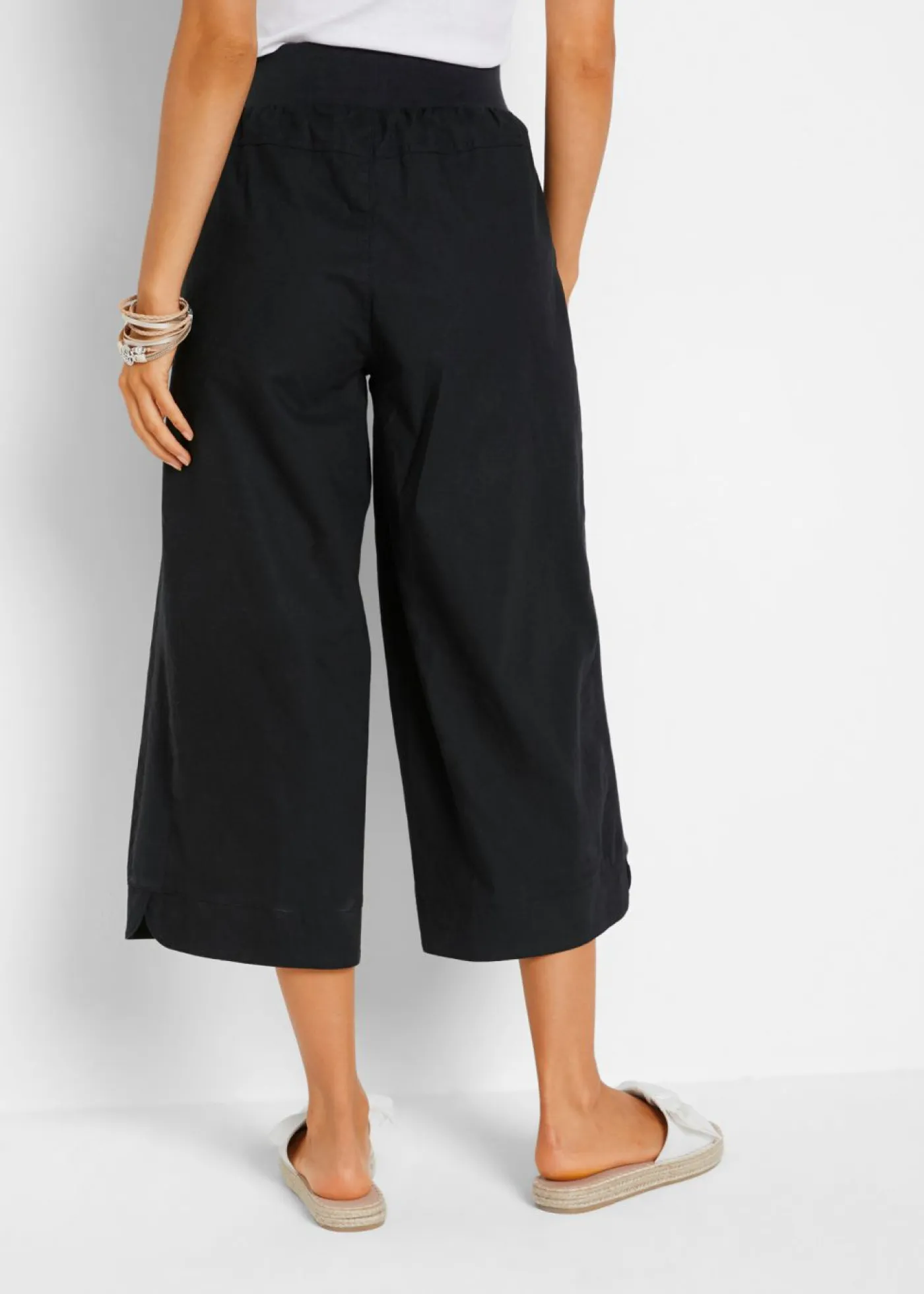 Mujer bonprix bonprix Pantalón capri de mezcla de lino y algodón