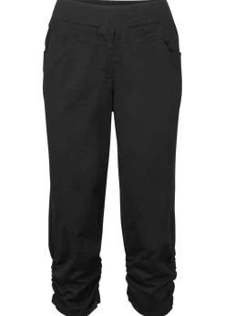 bonprix bonprix Pantalones>Pantalón capri de mezcla de algodón con cintura cómoda Negro