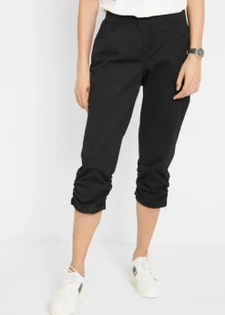 bonprix bonprix Pantalones>Pantalón capri de mezcla de algodón con cintura cómoda Negro
