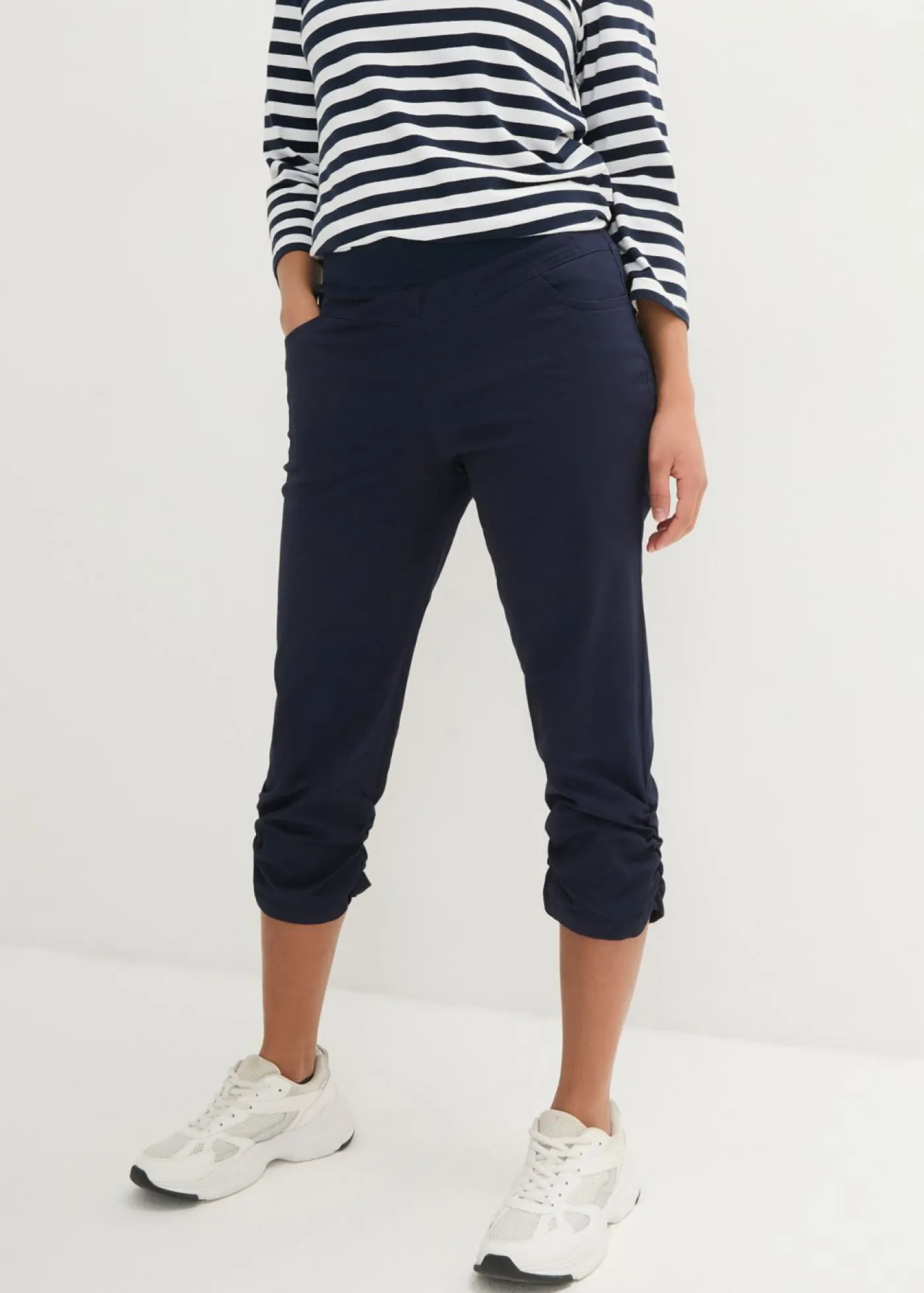 Mujer bonprix bonprix Pantalón capri de mezcla de algodón con cintura cómoda