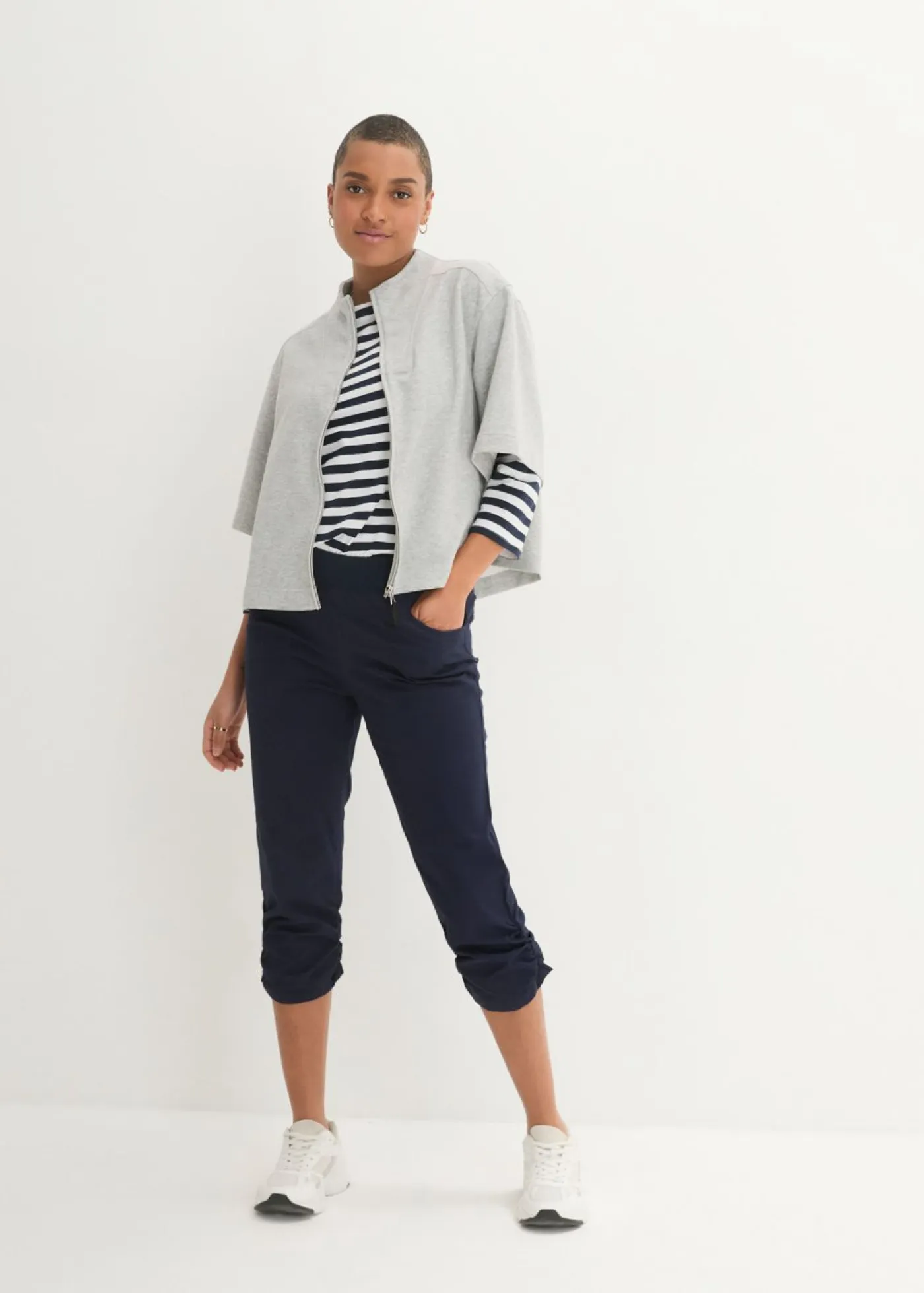 Mujer bonprix bonprix Pantalón capri de mezcla de algodón con cintura cómoda