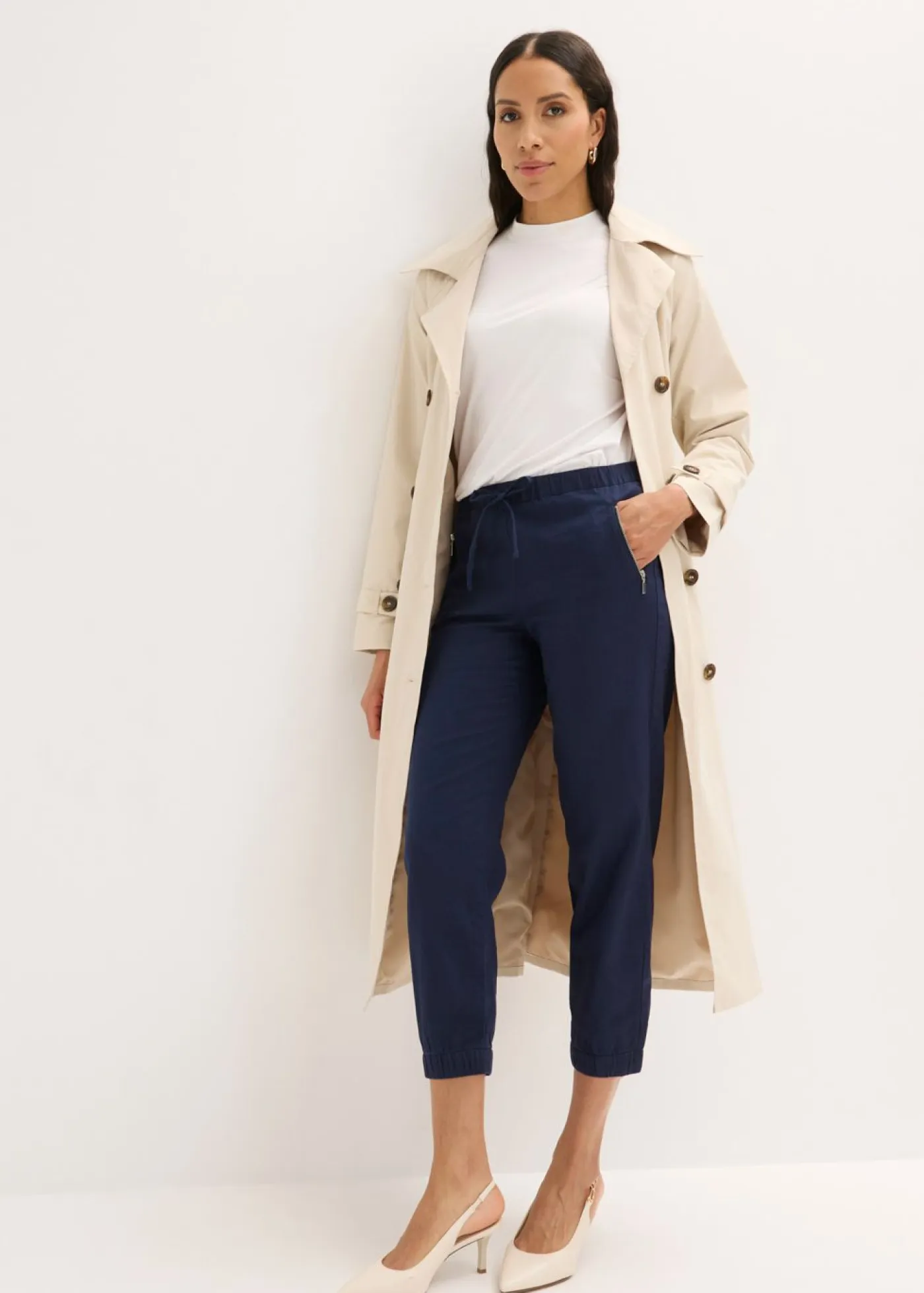 Mujer bonprix bonprix Pantalón capri de mezcla ligera de lino