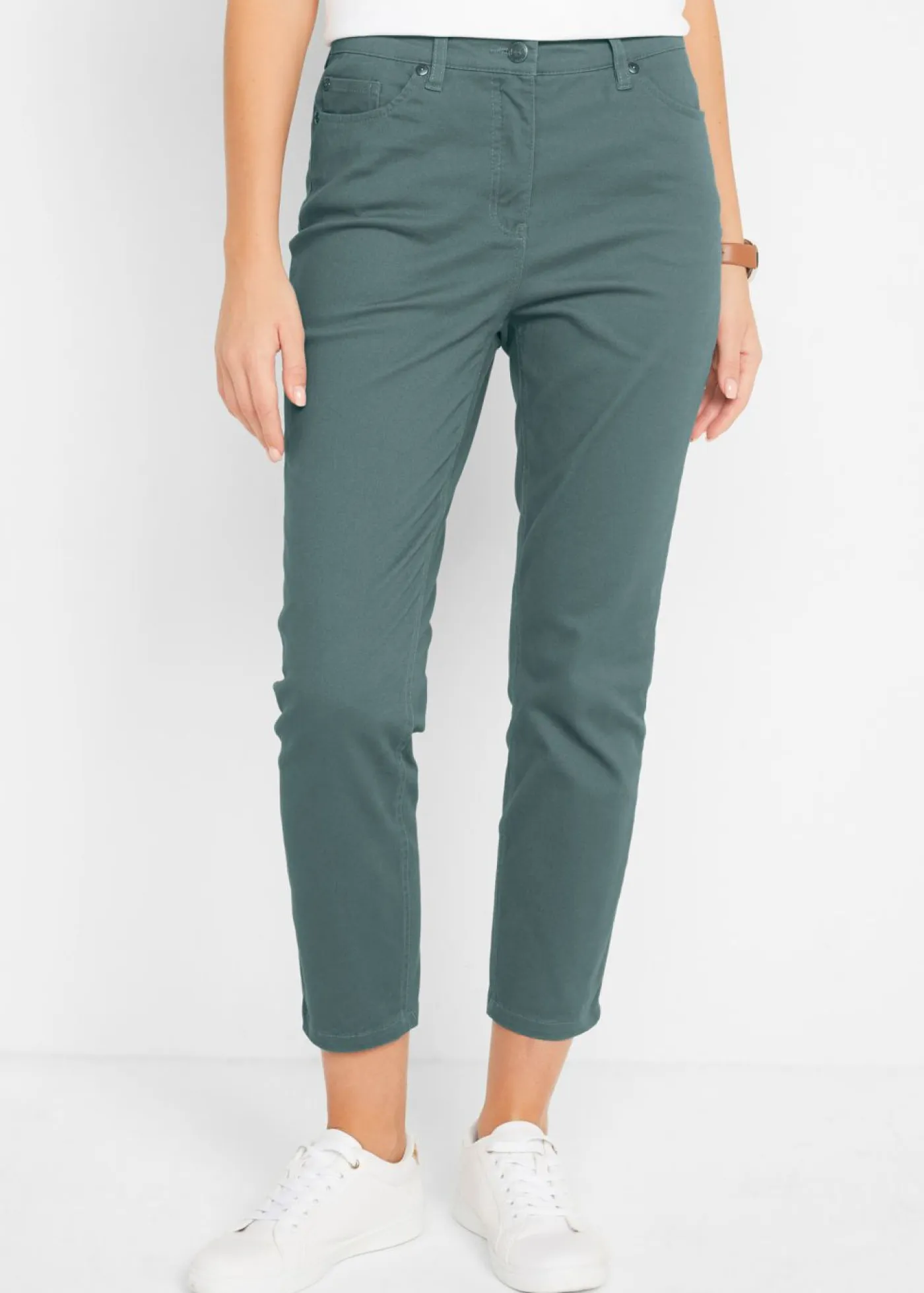 bonprix bonprix Pantalones|Novedades>Pantalón capri de tiro alto Verde eucalipto