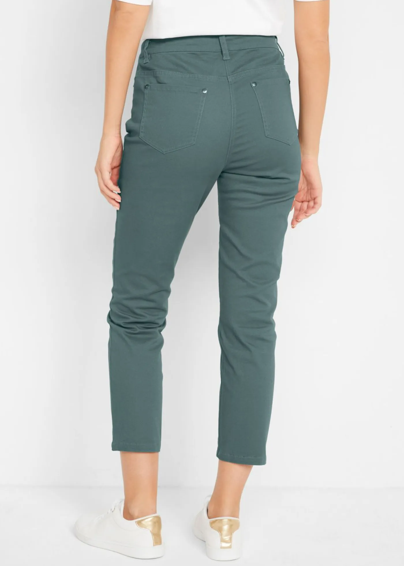 bonprix bonprix Pantalones|Novedades>Pantalón capri de tiro alto Verde eucalipto