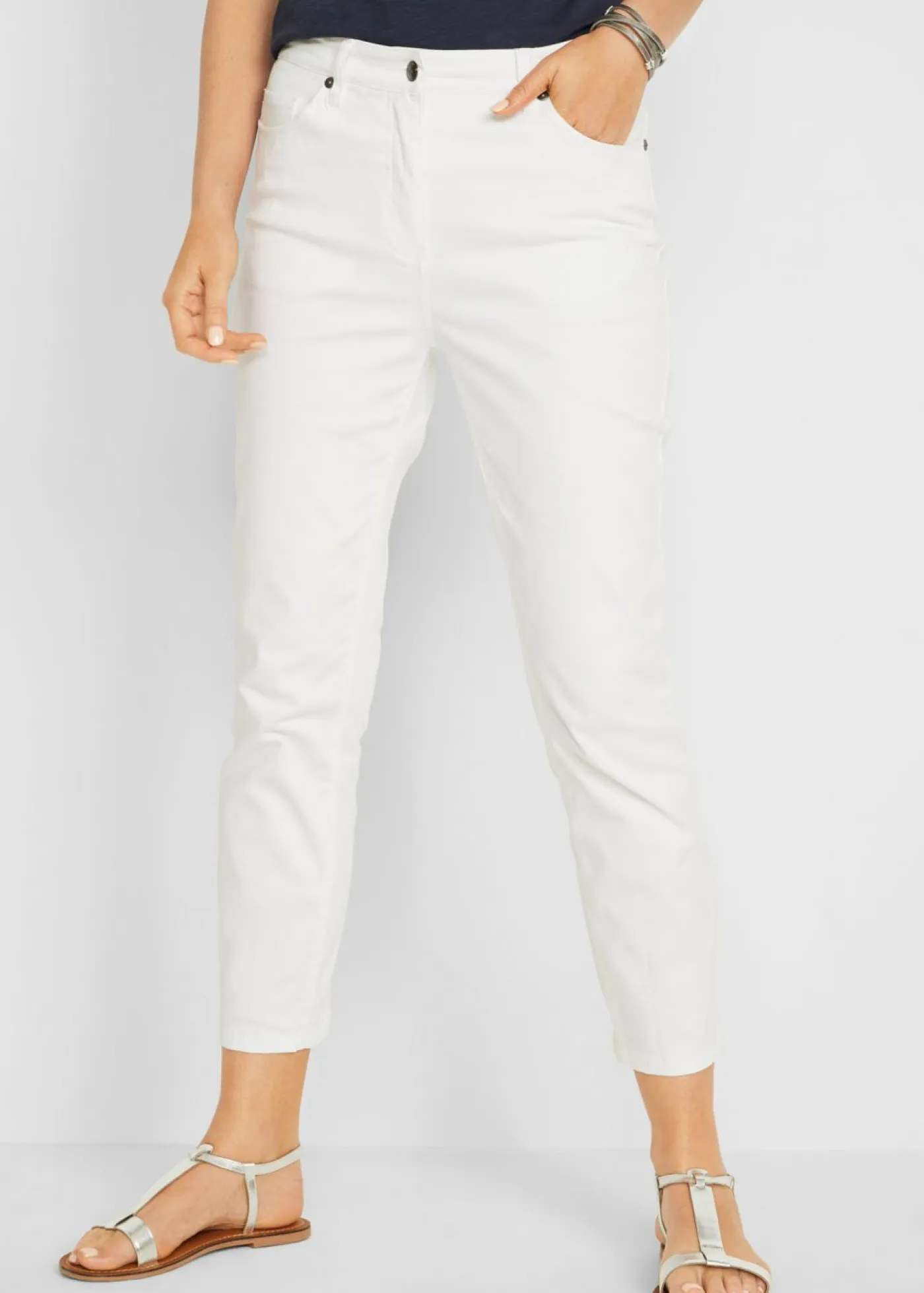 bonprix bonprix Pantalones|Novedades>Pantalón capri de tiro alto Blanco