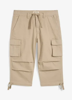 bonprix bonprix Pantalones>Pantalón capri elástico tipo cargo con corte holgado y ancho Arena