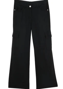 bonprix bonprix Ropa 9 A 16 Años·Pantalones Y Leggings>Pantalón cargo ancho de viscosa fluida Negro