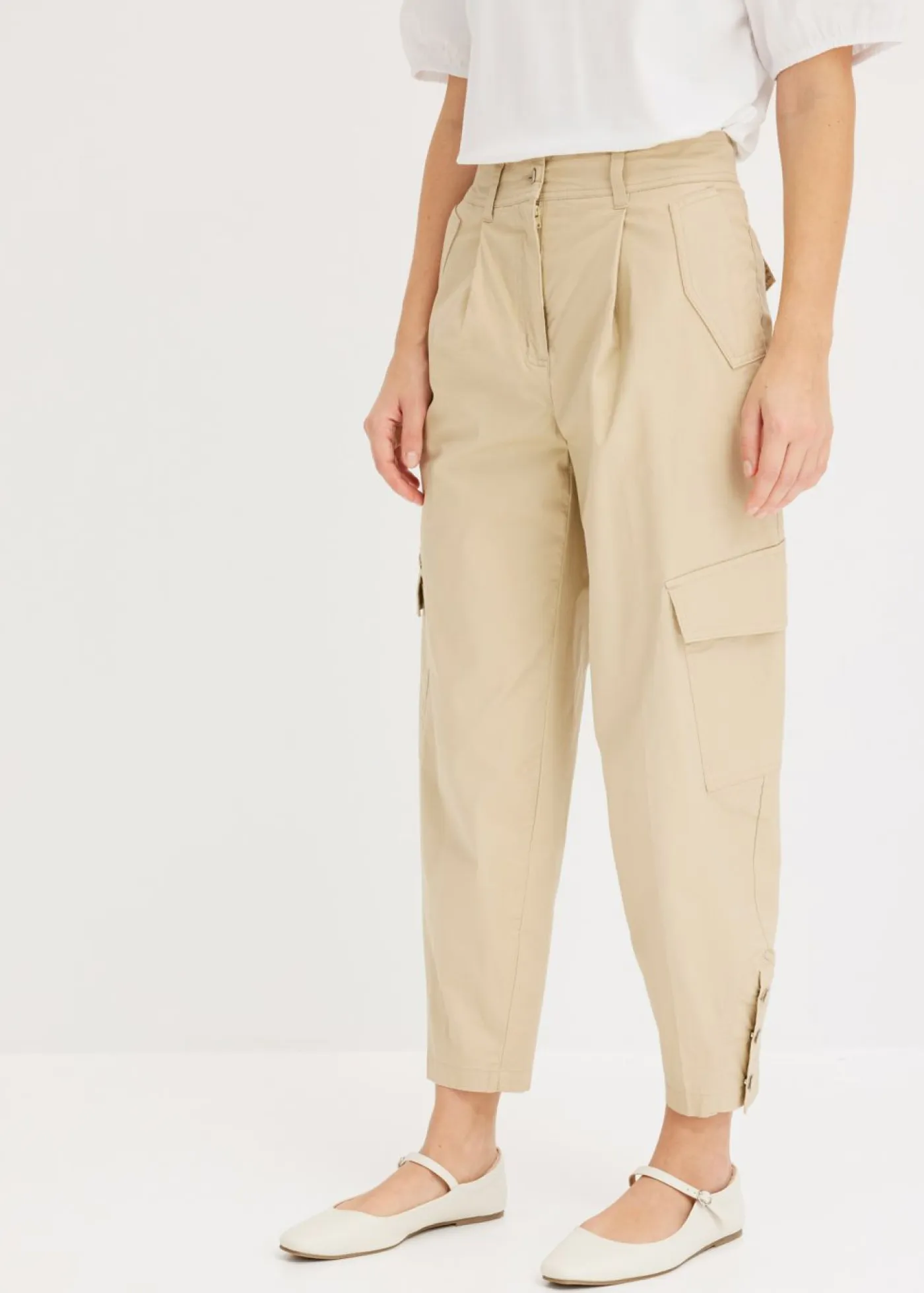 bonprix bonprix Pantalones|Novedades>Pantalón cargo de algodón elástico Malva