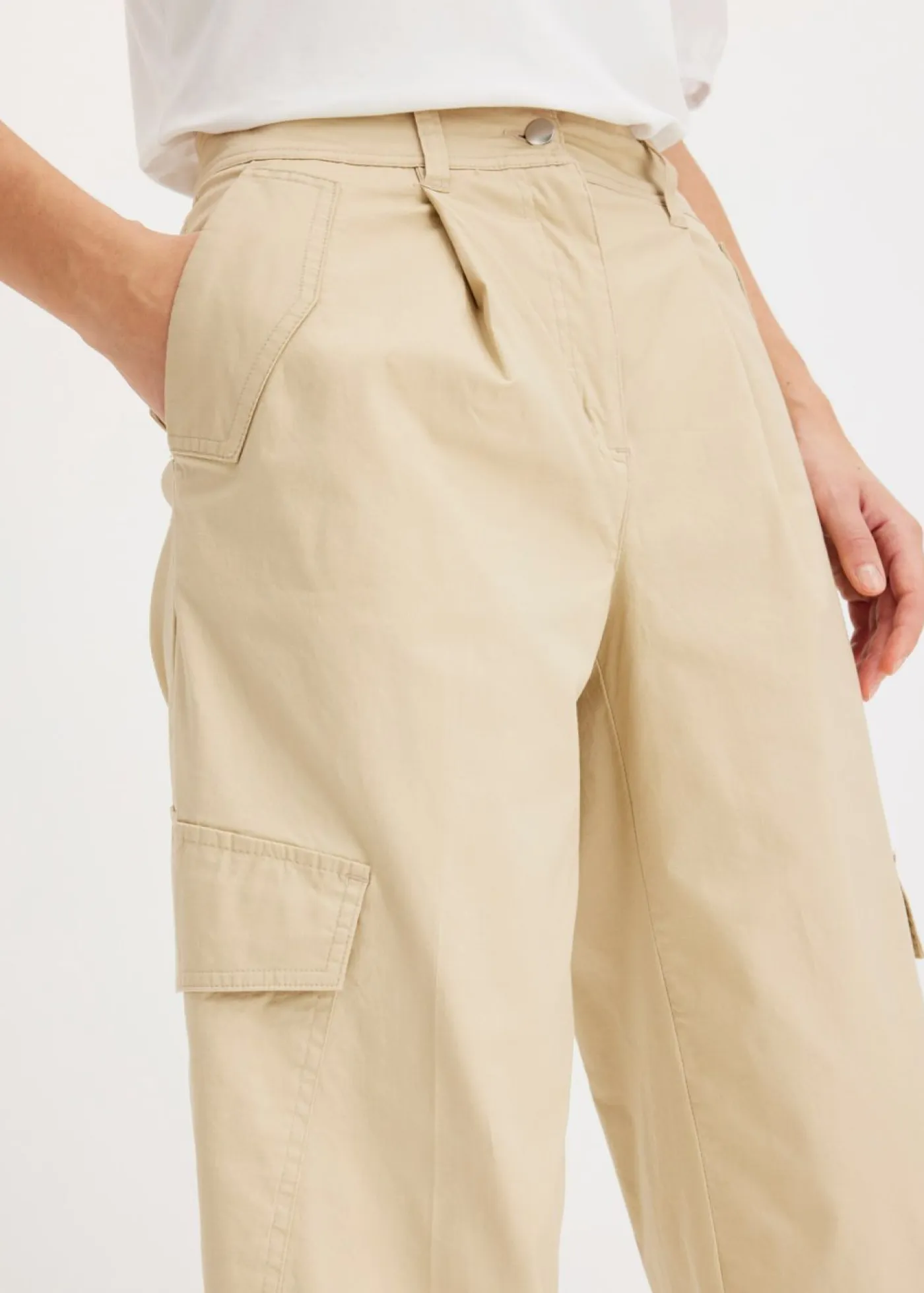 bonprix bonprix Pantalones|Novedades>Pantalón cargo de algodón elástico Malva