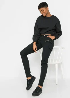 Mujer bonprix bonprix Pantalón cargo en mezcla de algodón elástico