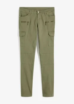Mujer bonprix bonprix Pantalón cargo en mezcla de algodón elástico