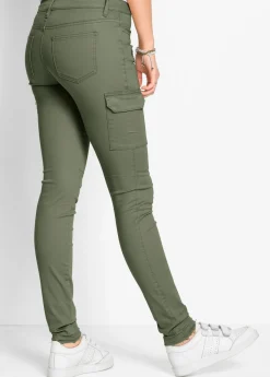 Mujer bonprix bonprix Pantalón cargo en mezcla de algodón elástico