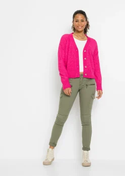 Mujer bonprix bonprix Pantalón cargo en mezcla de algodón elástico