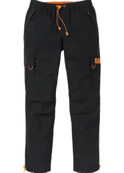 bonprix bonprix Pantalones>Pantalón cargo, sin cierre, relaxed fit, straight Negro/naranja