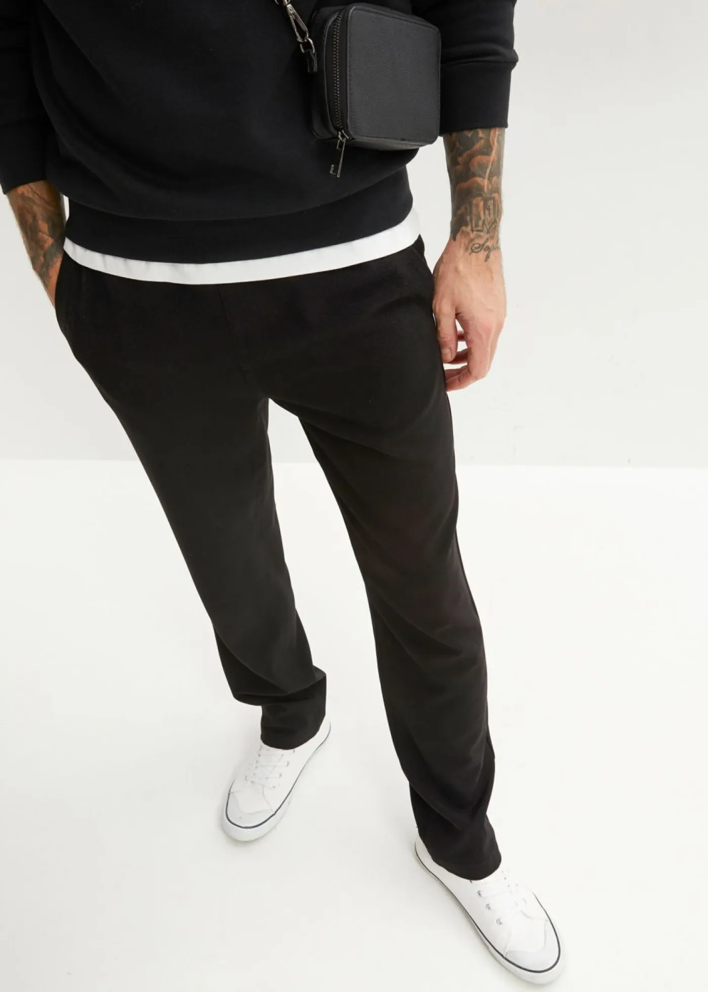 bonprix bonprix Pantalones|Novedades>Pantalón chino elástico con corte recto y relajado Negro