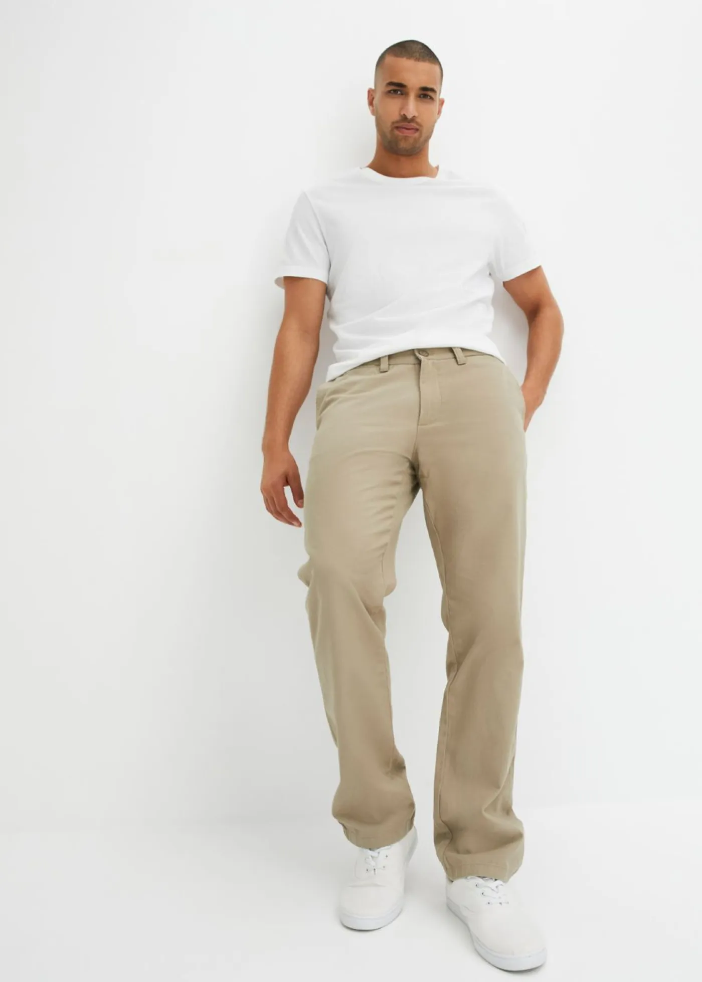 bonprix bonprix Básicos En Rebajas|Pantalones>Pantalón chino regular fit de puro algodón, straight Caqui nuevo