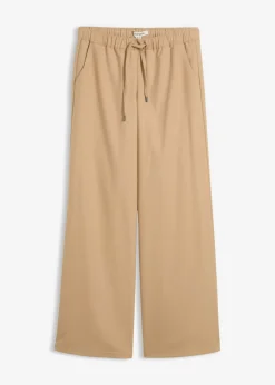 bonprix bonprix Pantalones>Pantalón con aspecto de lana y cinturilla cómoda Caqui claro