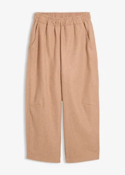 bonprix bonprix Pantalones>Pantalón con aspecto de lana y corte barrel marrón moteado