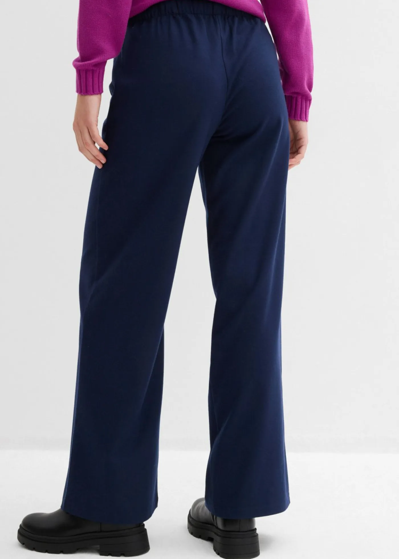 Mujer bonprix bonprix Pantalón con aspecto de lana y cinturilla cómoda