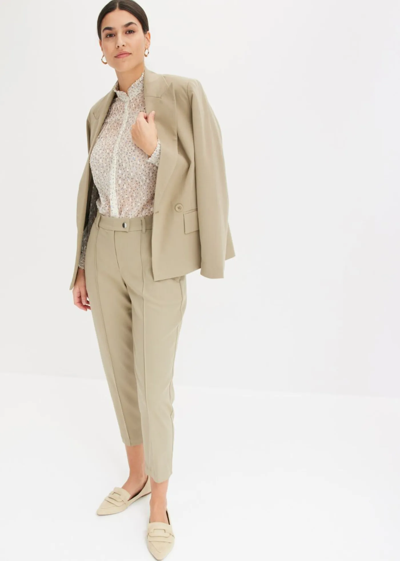 bonprix bonprix Pantalones|Novedades>Pantalón con cintura cómoda Caqui nuevo