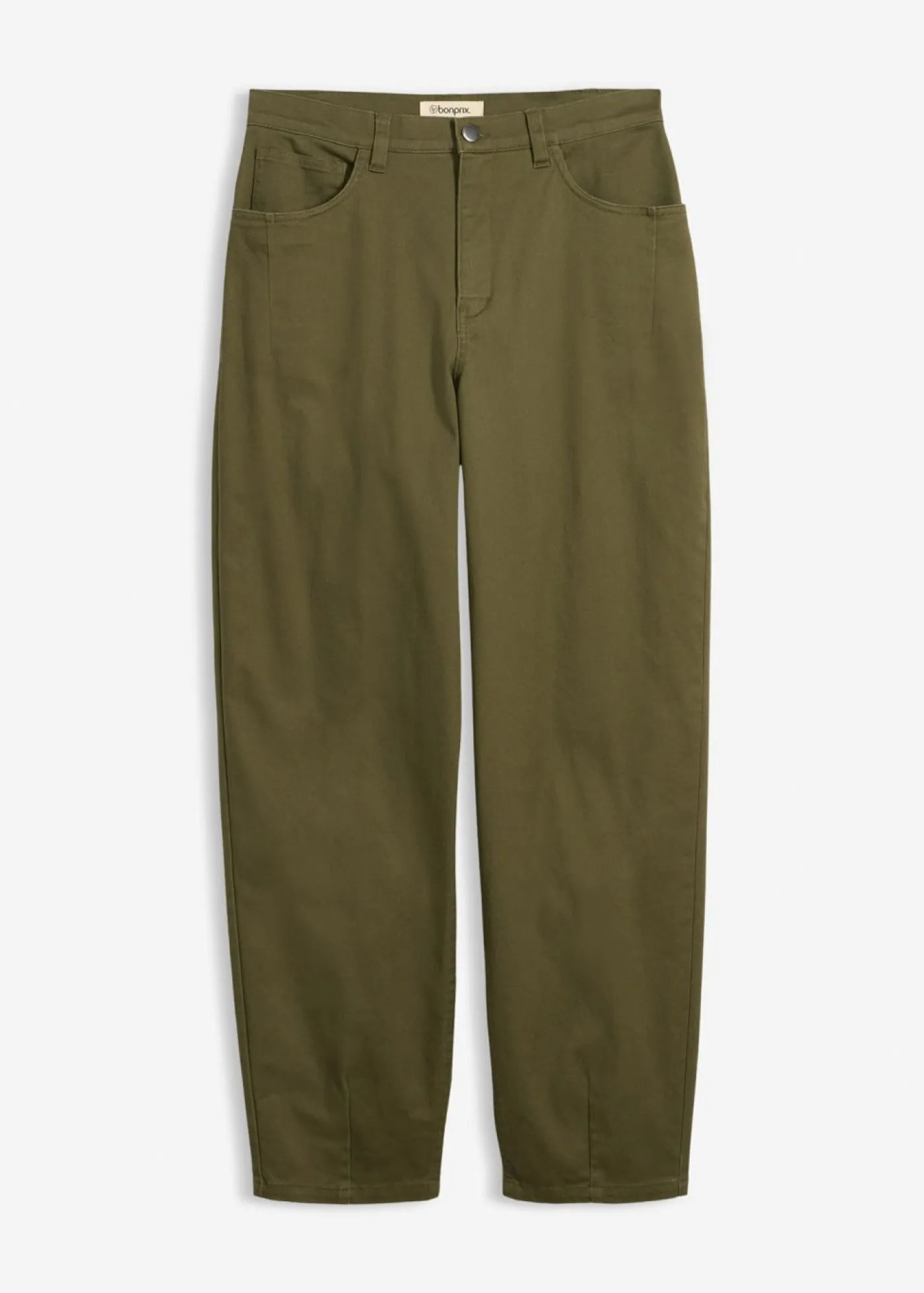 bonprix bonprix Pantalones|Novedades>Pantalón con cinturilla cómoda y corte barrel Verde oliva oscuro