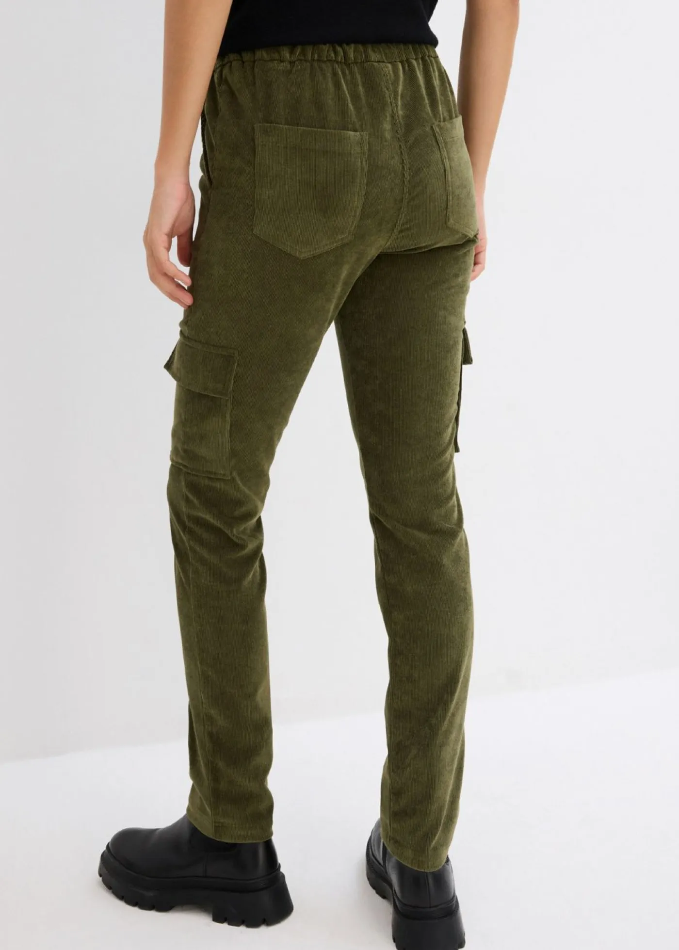 bonprix bonprix Pantalones>Pantalón con cinturilla elástica Verde oliva oscuro