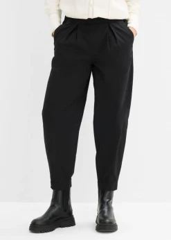 bonprix bonprix Pantalones>Pantalón con corte barrel y cintura cómoda Negro