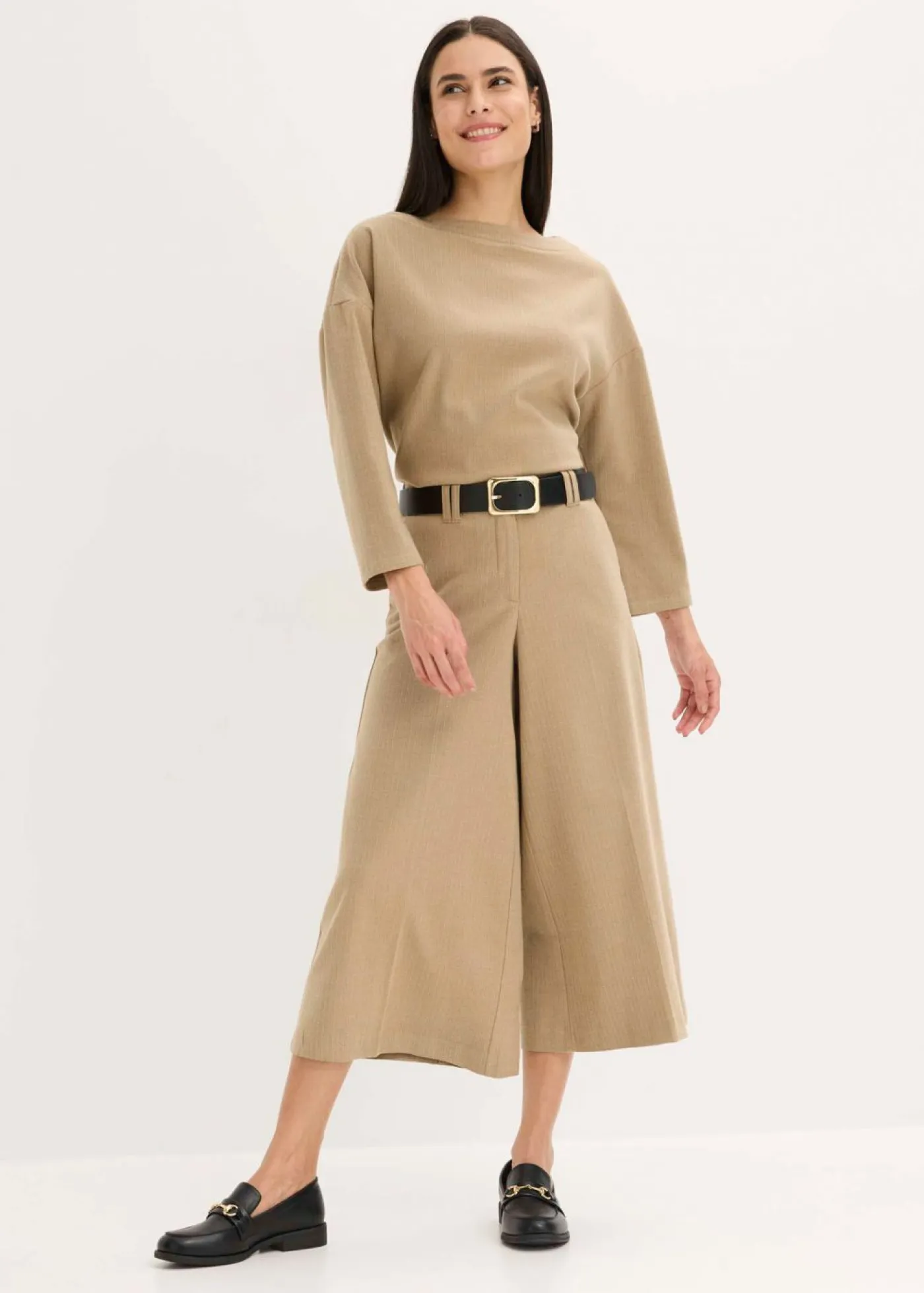 Mujer bonprix bonprix Pantalón con espiga en aspecto de lana