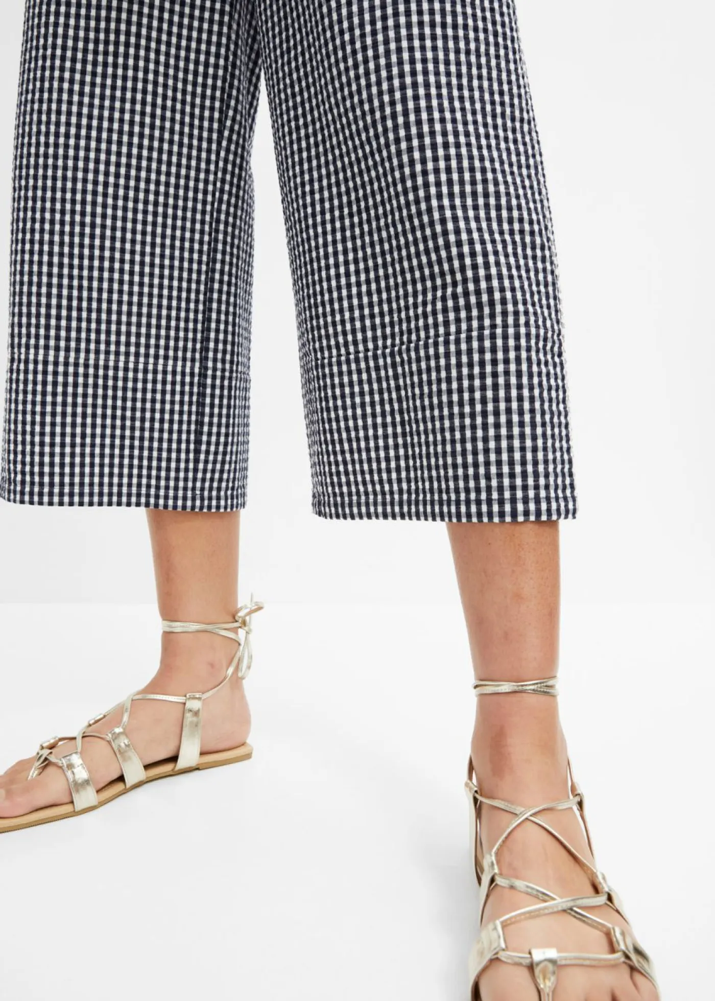 bonprix bonprix Pantalones>Pantalón con estampado de cuadros vichy azul marino-blanco lana a cuadros