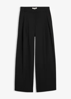 bonprix bonprix Esenciales|Pantalones>Pantalón con pinzas, cinturilla cómoda y abertura Negro