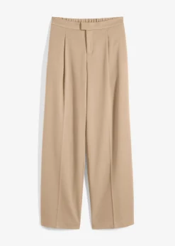 bonprix bonprix Pantalones>Pantalón con pinzas y cinturilla cómoda Café con leche