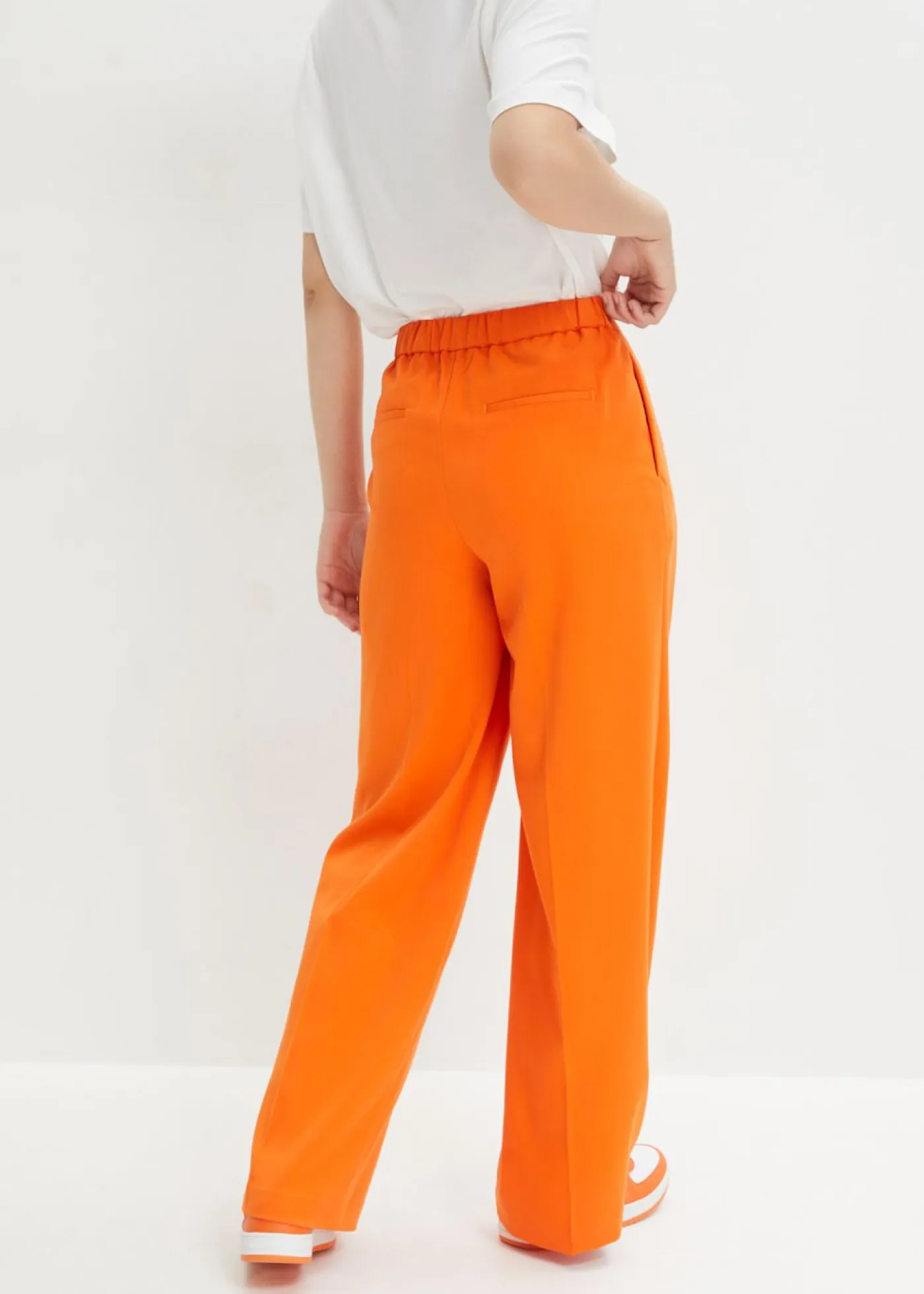 bonprix bonprix Pantalones>Pantalón con pinzas y cinturilla cómoda Naranja cálido