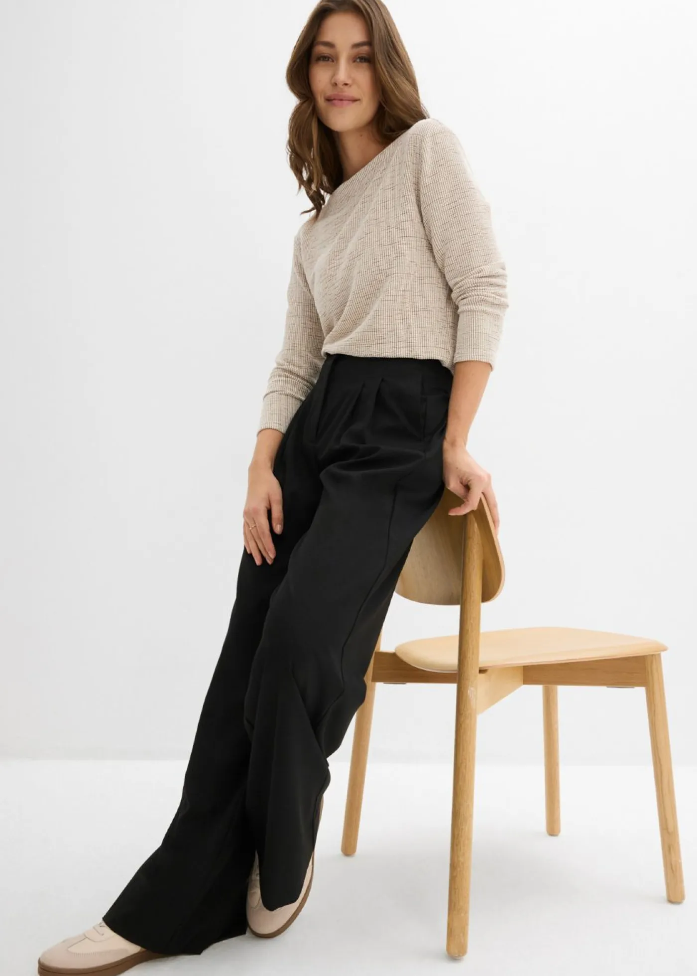 Mujer bonprix bonprix Pantalón con pinzas y cinturilla cómoda