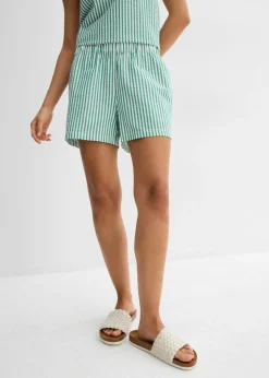 Mujer bonprix bonprix Pantalón corto a rayas de algodón puro