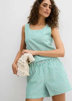 Mujer bonprix bonprix Pantalón corto a rayas de algodón puro